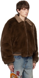 AMIRI Brown Cropped Faux-Fur Jacket