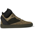 Balenciaga - Suede, Neoprene and Mesh High-Top Sneakers - Men - Army green