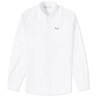 Maison Kitsuné Men's Tricolor Fox Patch Classic Shirt in White