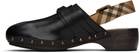 Burberry Black Leather Trunk Strap Clogs