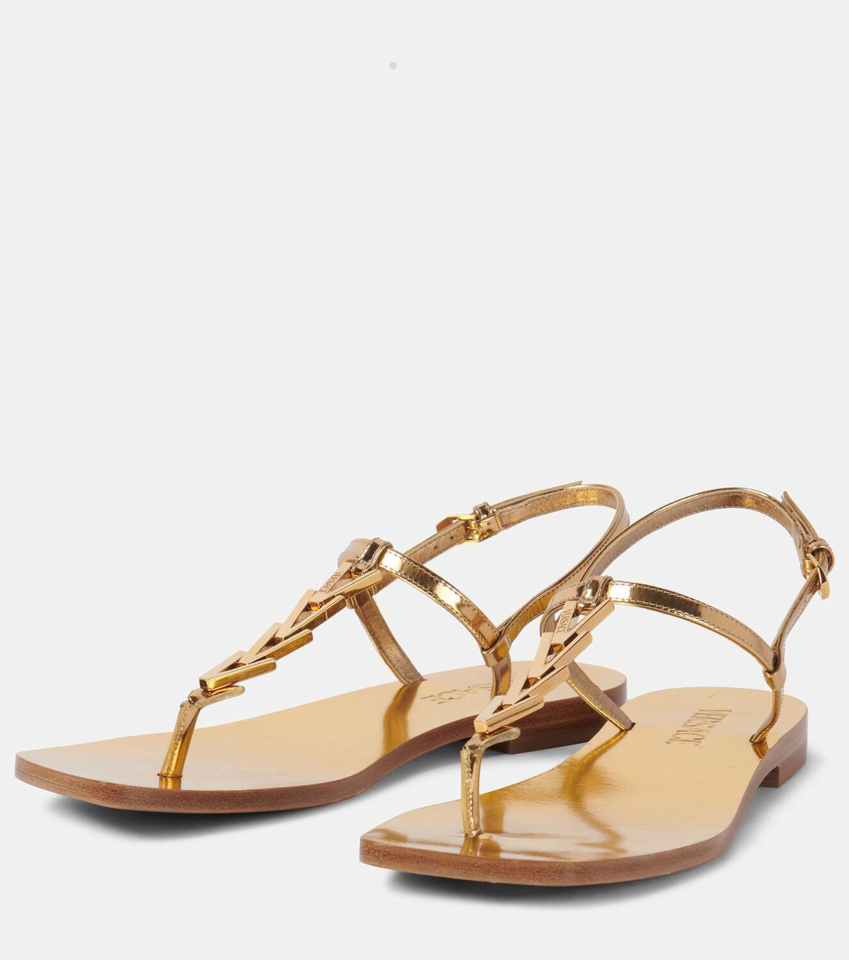 Versace Metallic leather thong sandals