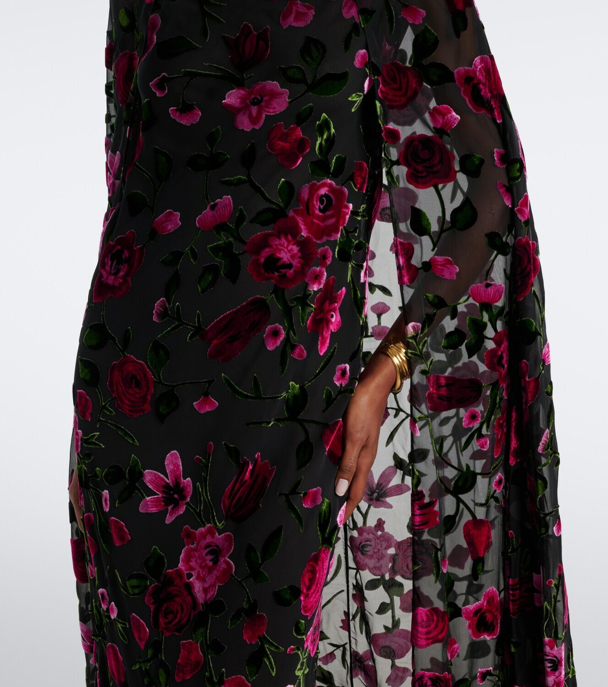 Rodarte Caped floral devoré velvet gown
