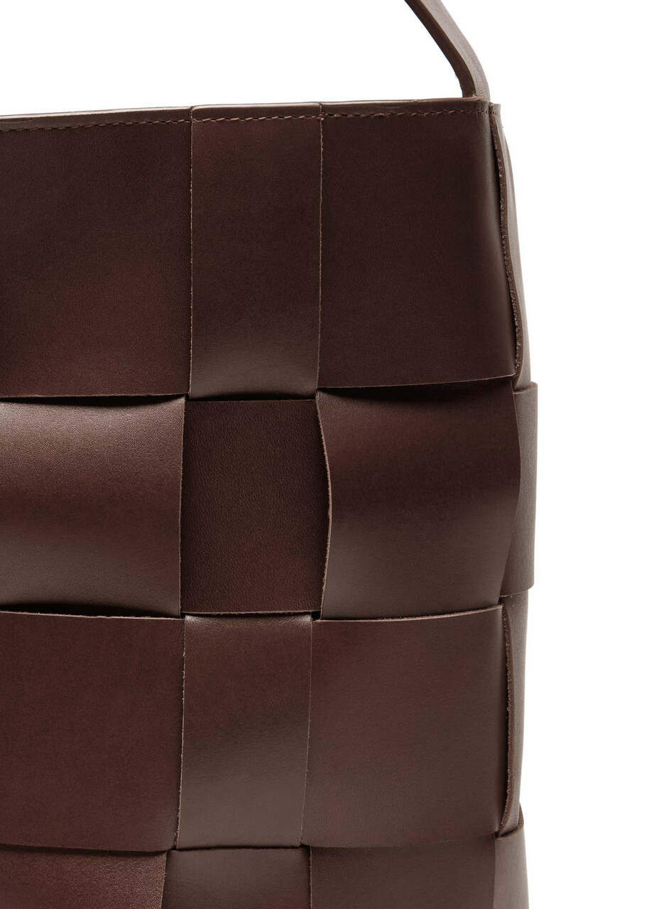 ST. Agni Woven Large Leather Tote - Chocolate - One Size