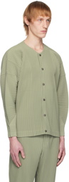 Homme Plissé Issey Miyake Green Pleated Cardigan