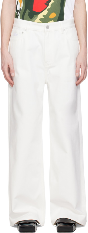 Photo: Lacoste White Runway Wide Fit Selvedge Jeans