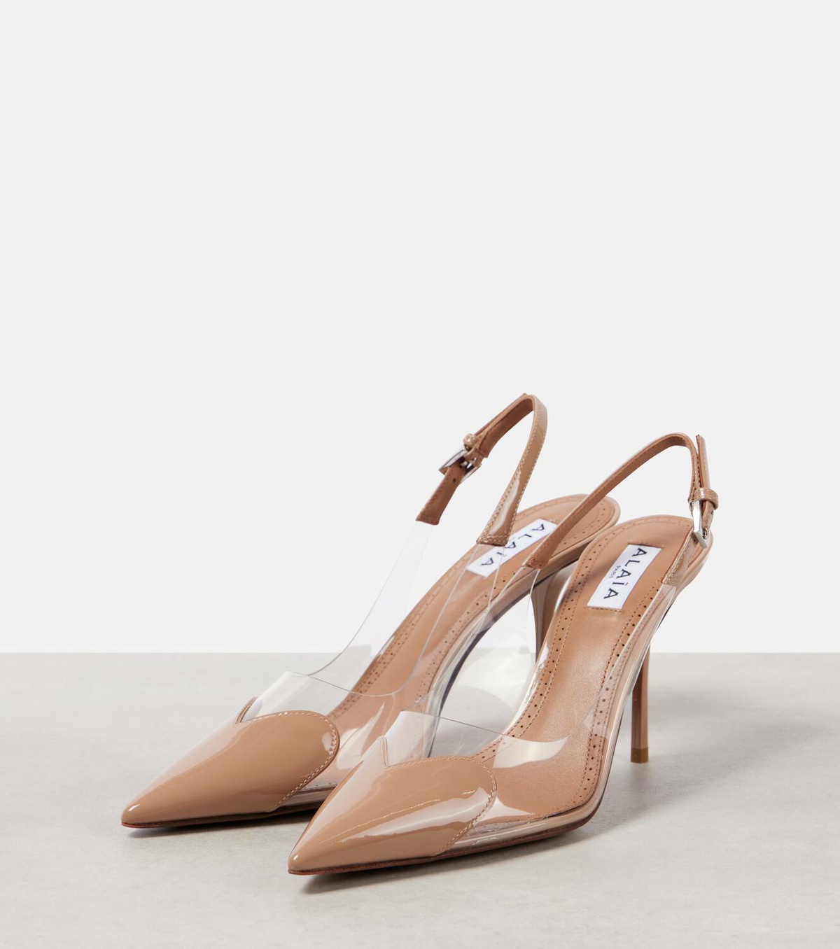 Alaïa Le Cœur 90 patent leather slingback pumps