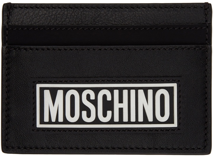 Photo: Moschino Black Logo Patch Card Holder