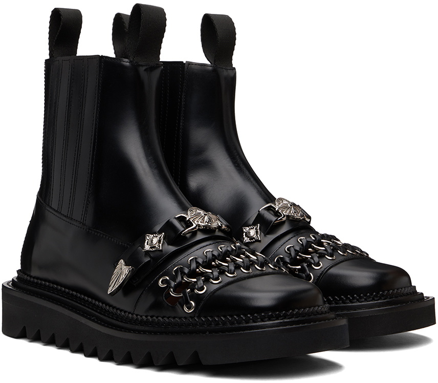 Toga Virilis Black Leather Chelsea Boots