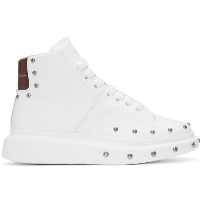 Photo: Alexander McQueen White Studded High-Top Sneakers 