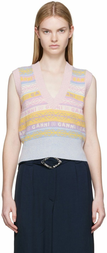 Photo: GANNI Multicolor V-Neck Vest