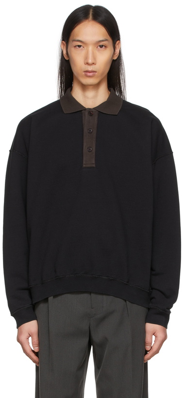 Photo: mfpen Black Organic Cotton Long Sleeve Polo