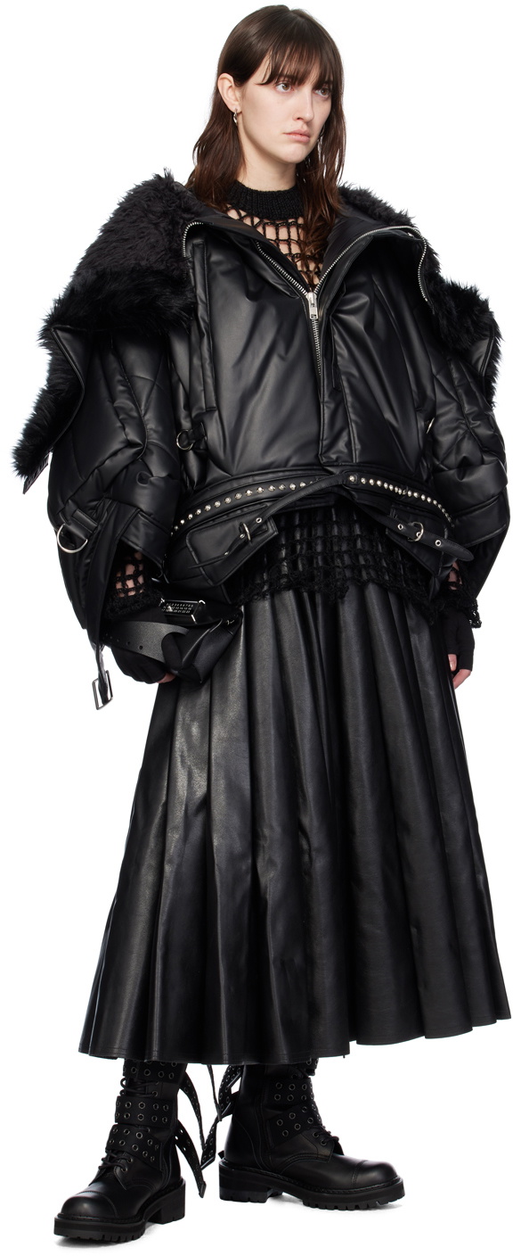Junya Watanabe Black Padded Faux-Leather Jacket Junya Watanabe