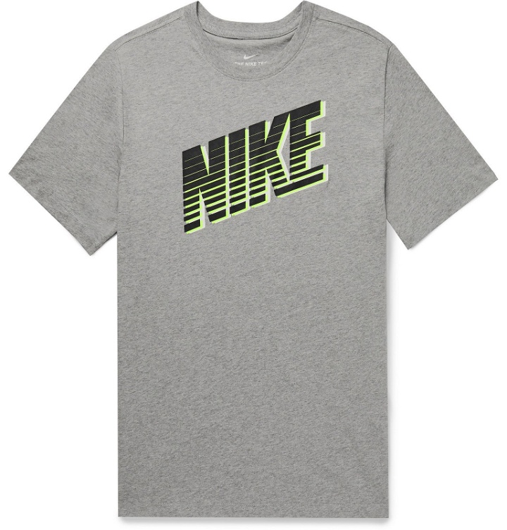 Photo: Nike - Logo-Print Mélange Cotton-Jersey T-Shirt - Gray