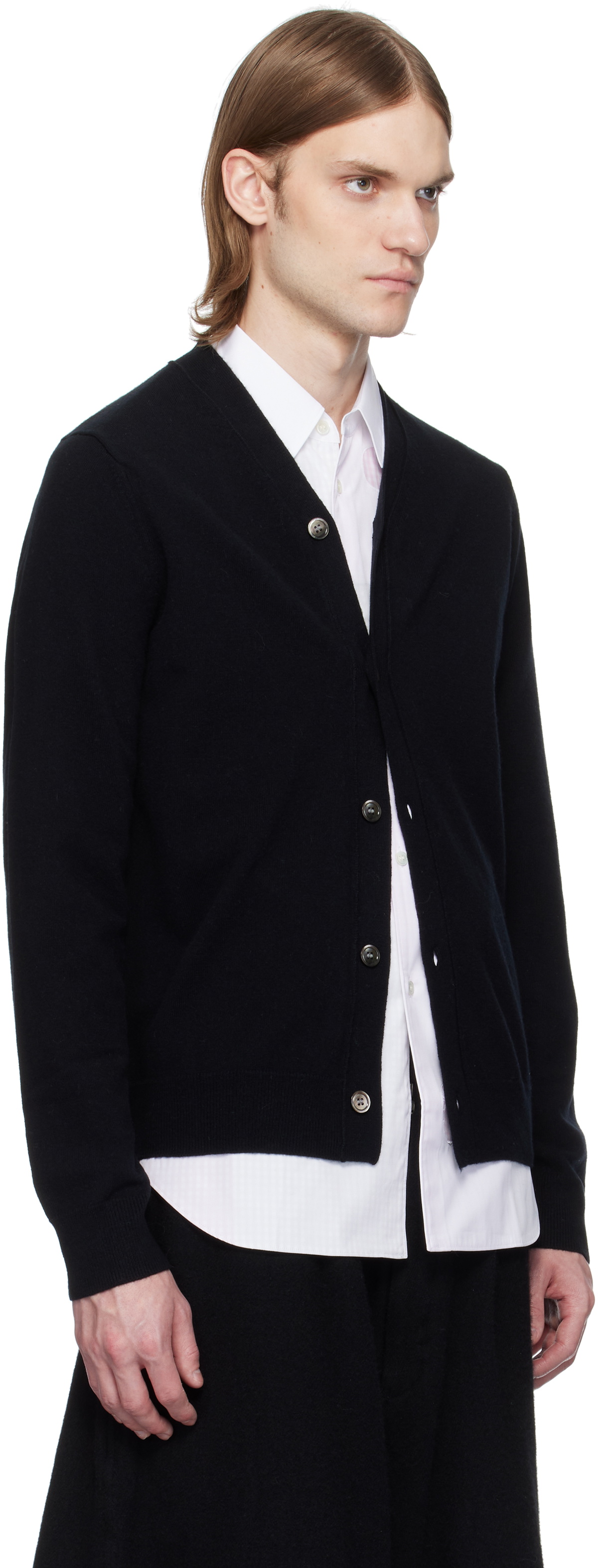 Comme des Garçons Shirt Black Crew Neck Cardigan