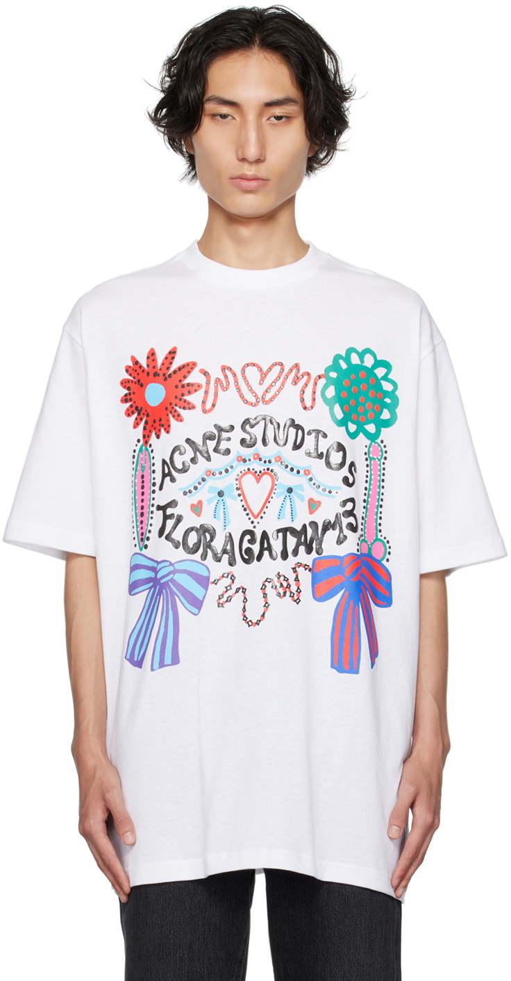 Acne Studios White Screen Print T-Shirt Acne Studios