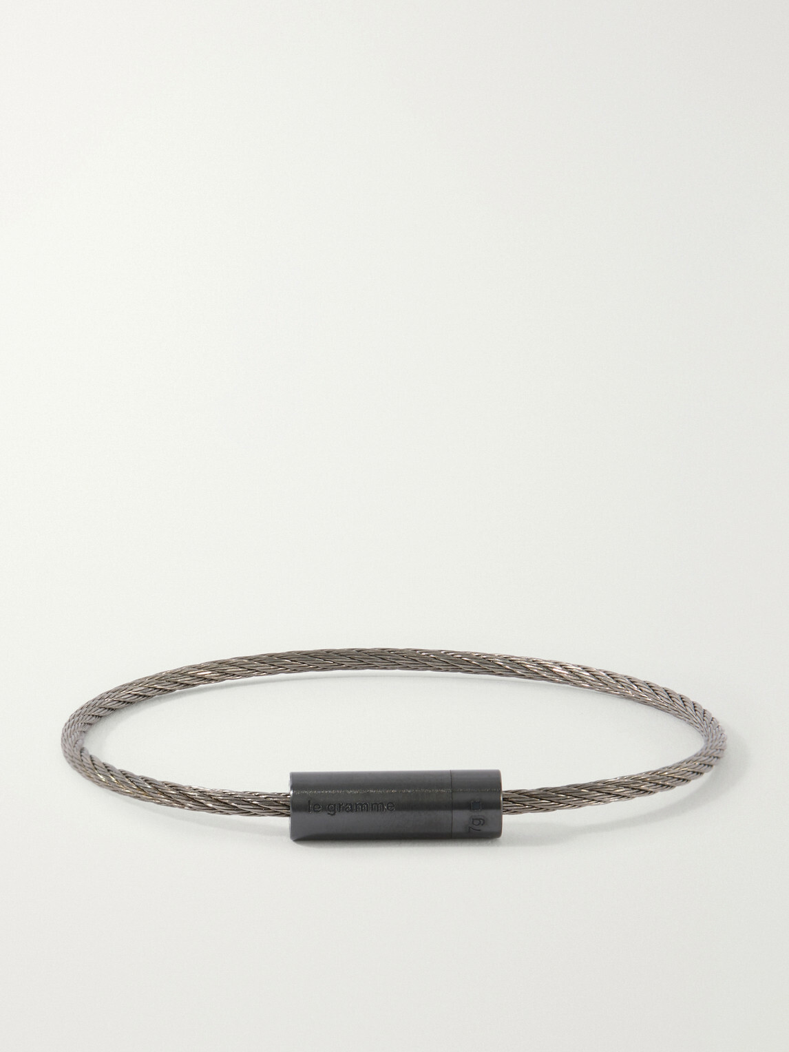 Le Gramme - 7g Brushed Sterling Silver and Ceramic Cable Bracelet - Black