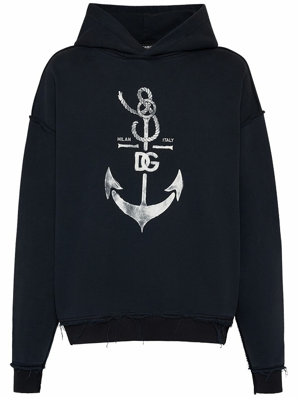Photo: DOLCE & GABBANA - Printed Washed Cotton Jersey Hoodie