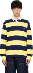 AFTER PRAY Yellow & Navy Stripe Jersey Rugby Polo