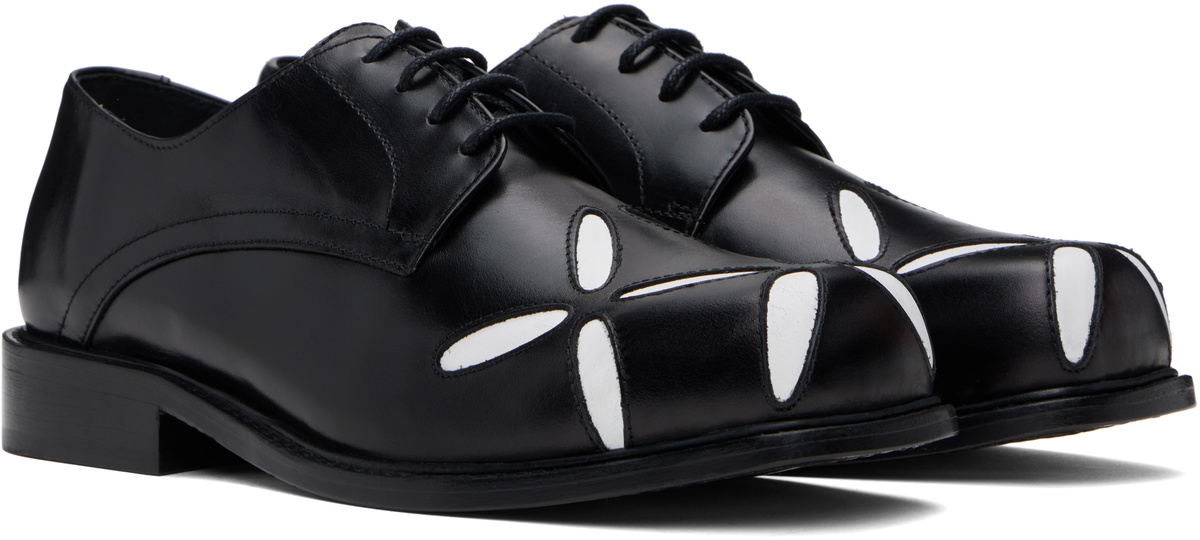 Stefan Cooke SSENSE Exclusive Black & White Slashed Square Toe Derbys