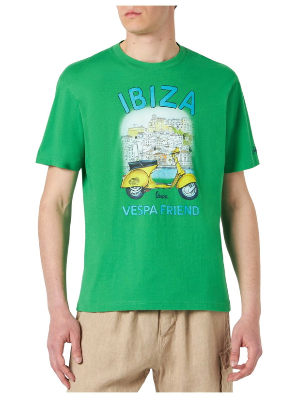 Photo: MC2 Saint Barth Man Cotton T-shirt With Ibiza Vespa Print | Vespa® Special Edition