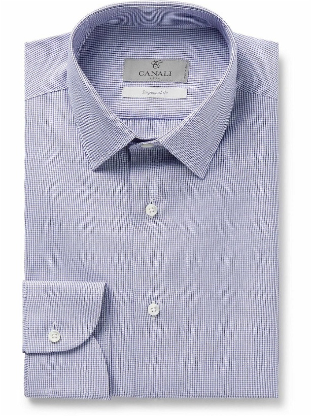 Photo: Canali - Impeccable Slim-Fit Puppytooth Cotton Shirt - Blue