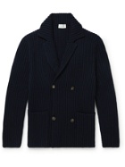 The Row - Double-Breasted Ribbed Merino Wool and Cashmere-Blend Cardigan - Blue