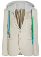Bettter Layered Hooded Wool-bend Blazer Grey