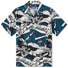 Deva States Men's AWOL Souvenir Vacation Shirt in Navy Blue