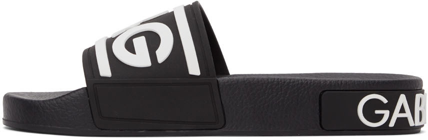 Dolce & Gabbana Black & White Logo Strap Slides Dolce & Gabbana display picture 1