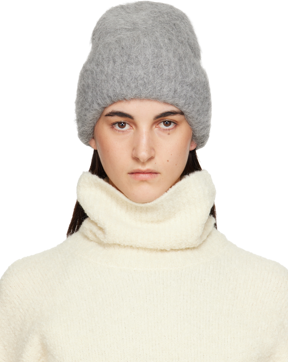TOTEME Gray Alpaca Knit Beanie Toteme