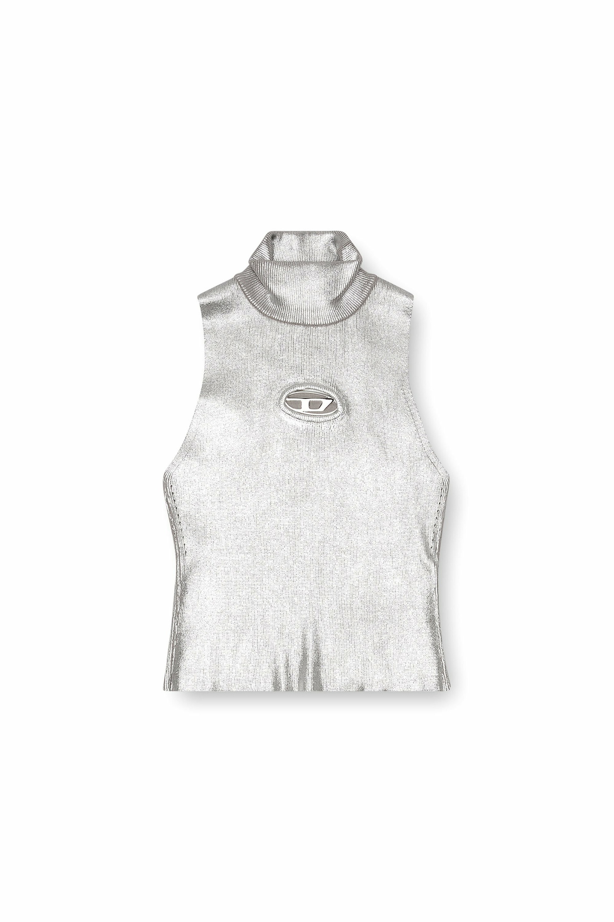 Diesel Tank top in metallic knit - Tops Womens in Silver Diesel