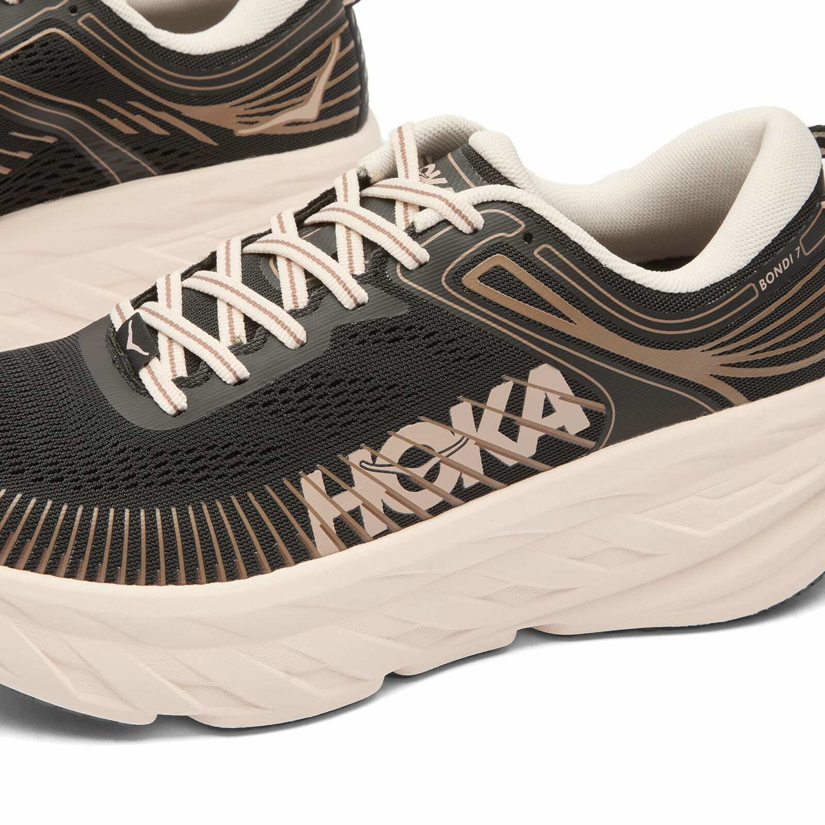 HOKA ONE ONE Women's Bondi 7 Sneaker in Black/Rose Cream