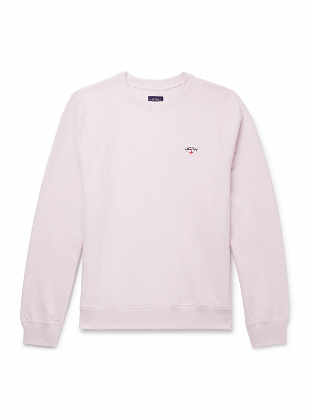 Photo: Noah - Logo-Embroidered Cotton-Jersey Sweatshirt - Pink