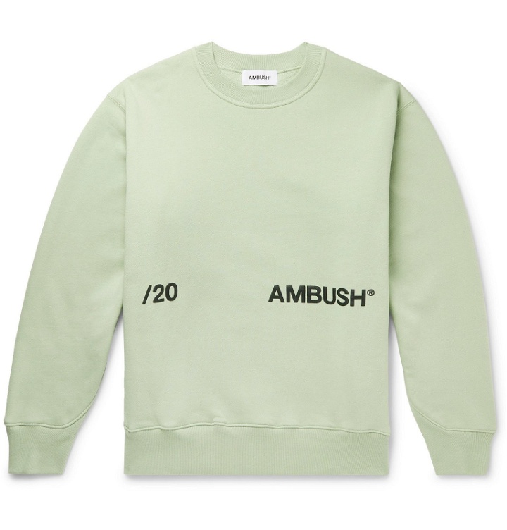 Photo: AMBUSH® - Logo-Print Fleece-Back Cotton-Jersey Sweatshirt - Green