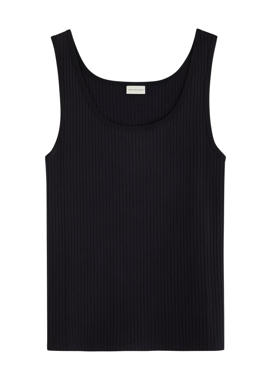 Dries Van Noten Holly Ribbed Jersey Vest Navy