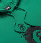 Stüssy - Embroidered Fleece-Back Cotton-Blend Jersey Hoodie - Green