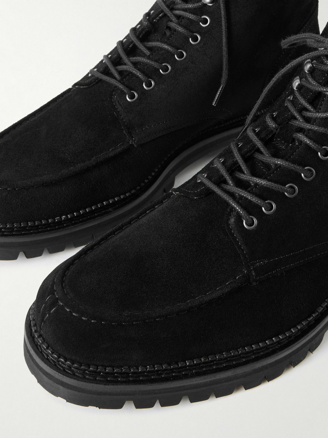 Mr P. - Commander Shearling-Lined Suede Lace-Up Boots - Black