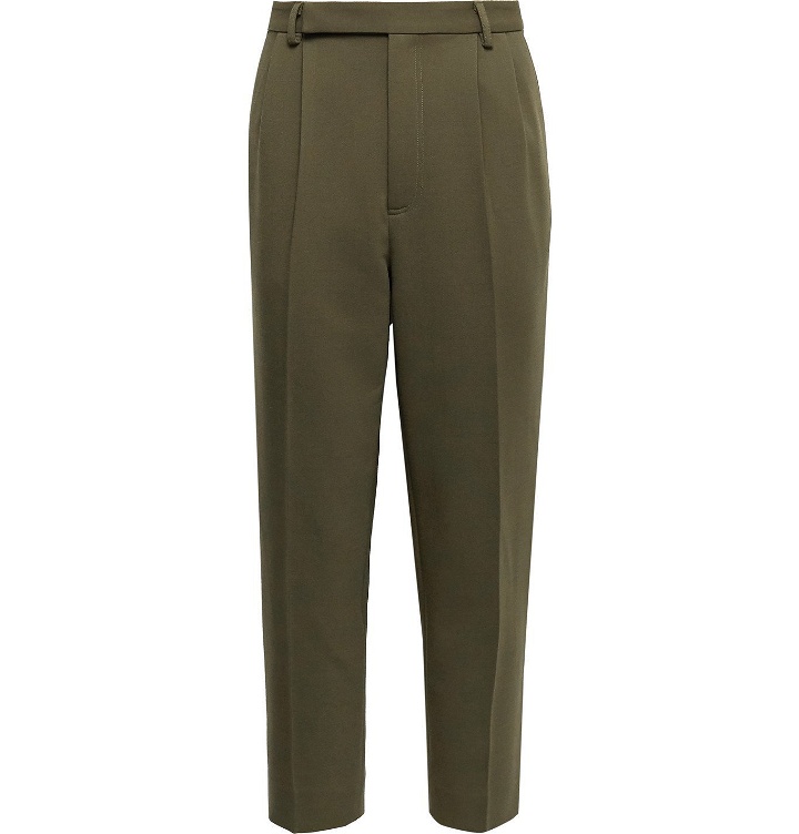 Photo: Deveaux - Walter Tapered Cropped Pleated Woven Trousers - Green