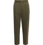 Deveaux - Walter Tapered Cropped Pleated Woven Trousers - Green