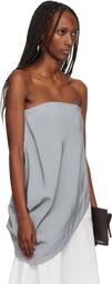 St. Agni Gray Strapless Asymm Drape Top