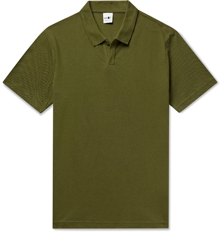 Photo: NN07 - Paul Cotton and Modal-Blend Piqué Polo Shirt - Green