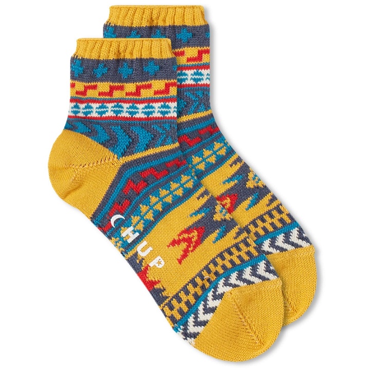 Photo: CHUP by Glen Clyde Company Muerto Quarter Length Sock in Mustard