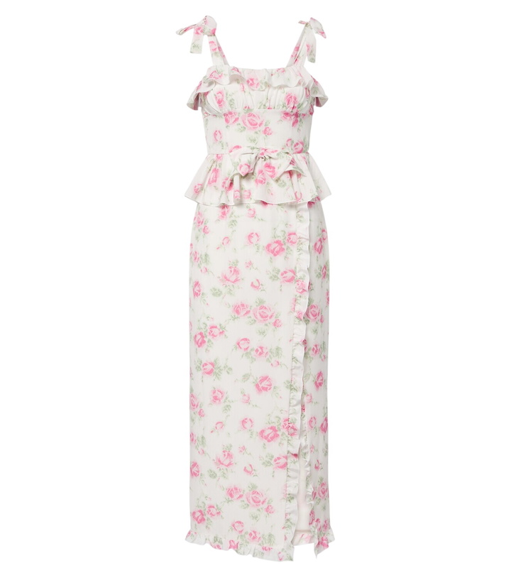 Photo: Alessandra Rich Bow-detail floral ruffled silk midi dress