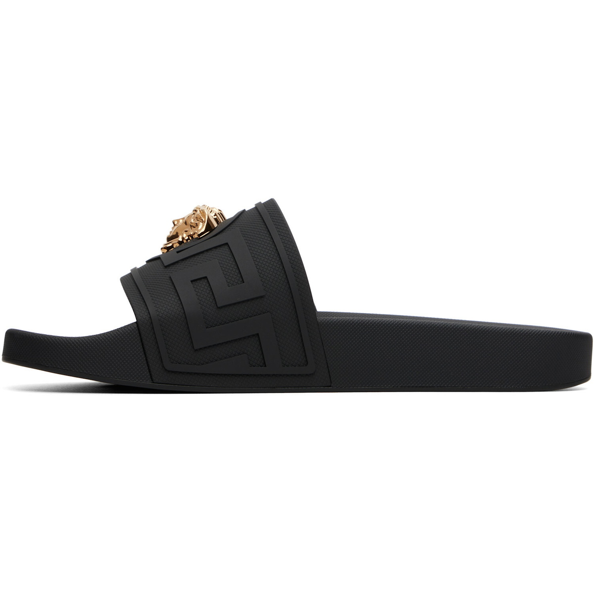 Versace Black 'La Medusa' Rubber Slides