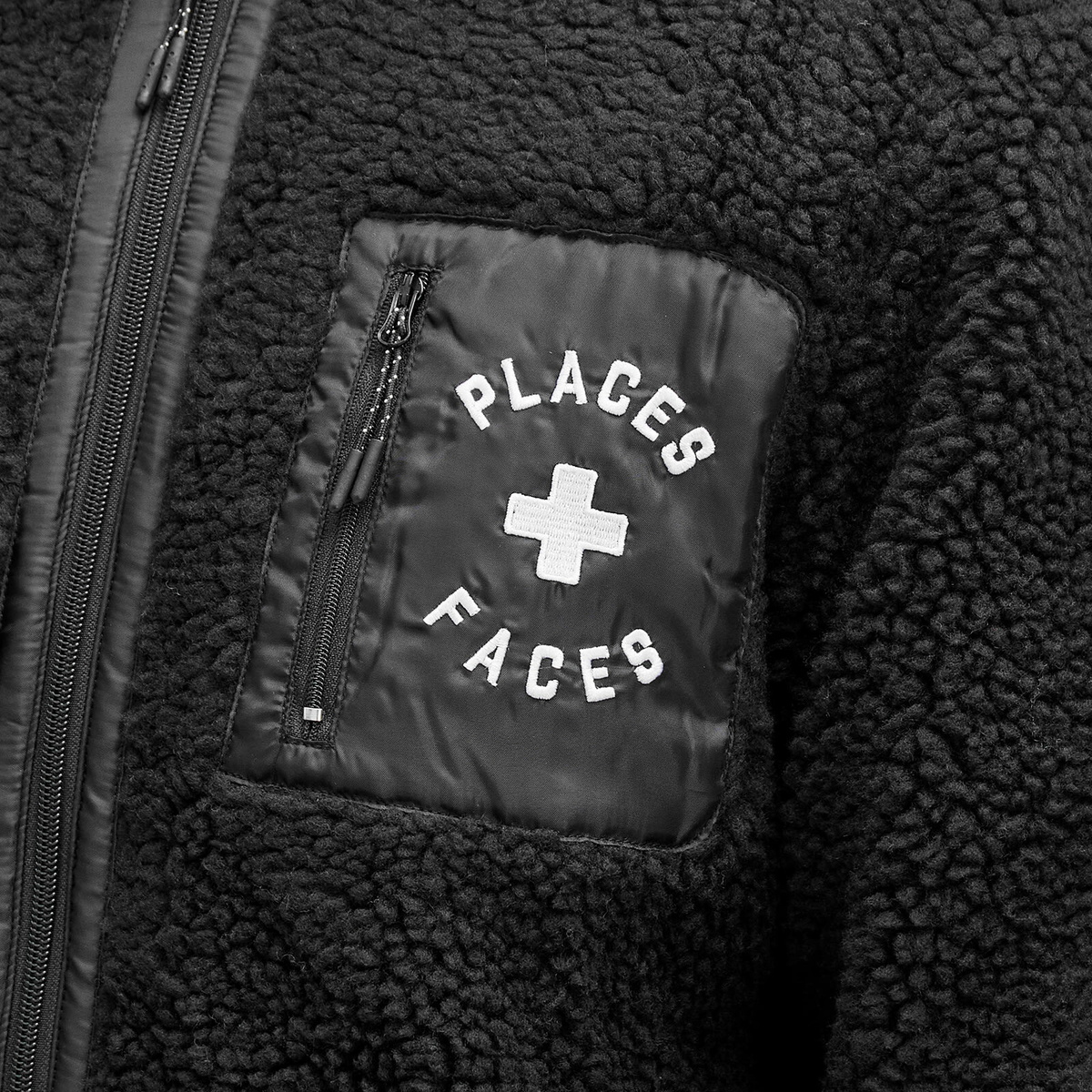 PLACES+FACES Men's P+F Sherpa Jacket in Black PLACES+FACES