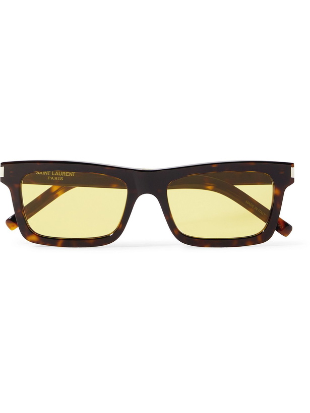 Photo: SAINT LAURENT - Square-Frame Tortoiseshell Acetate Sunglasses