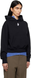 JW Anderson Black Anchor Logo Cropped Hoodie