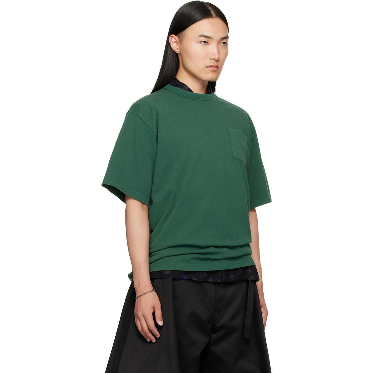sacai Green Cotton Jersey T-shirt