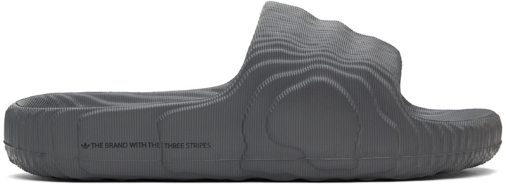 Photo: adidas Originals Gray Adilette 22 Pool Slides