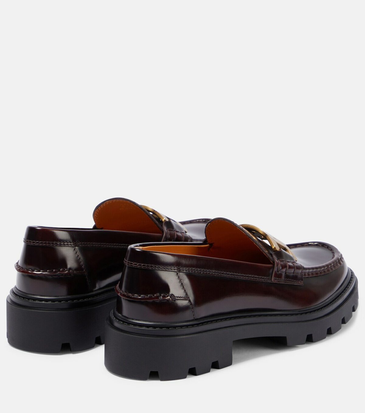 TOD'S Gomma Pesante embellished glossed-leather loafers